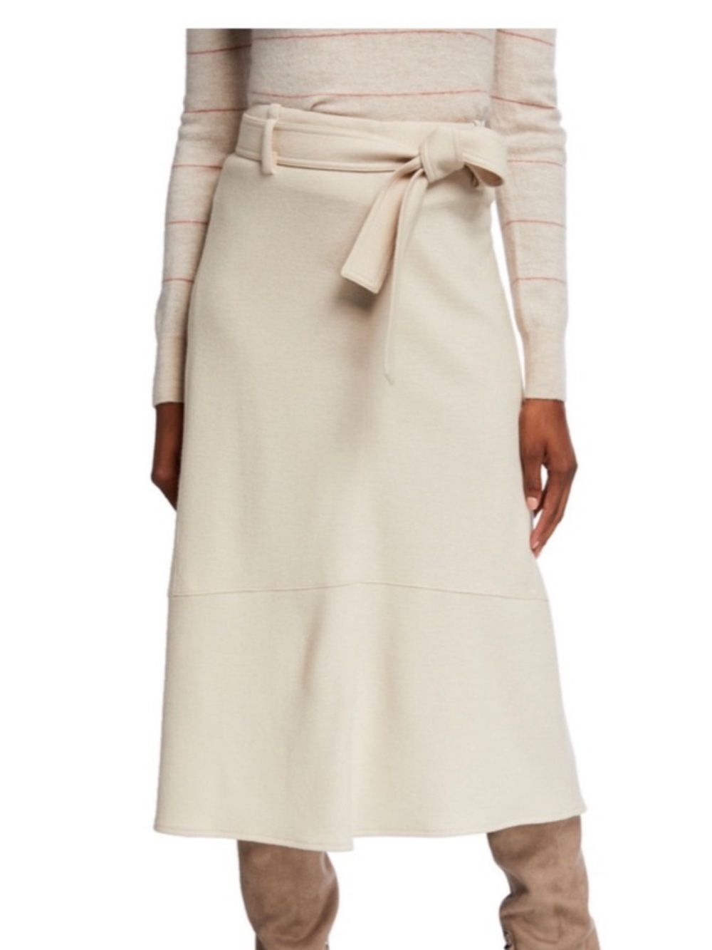 Vince Tie Waist Wool Blend skirt in Beige Size 4 Like New